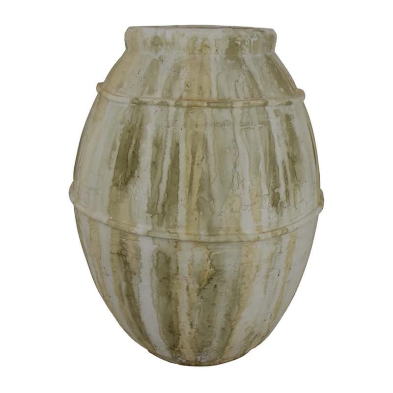 Sye Garden Planter, 29 Inch Tall Round Pot, Earthy Beige Terracotta