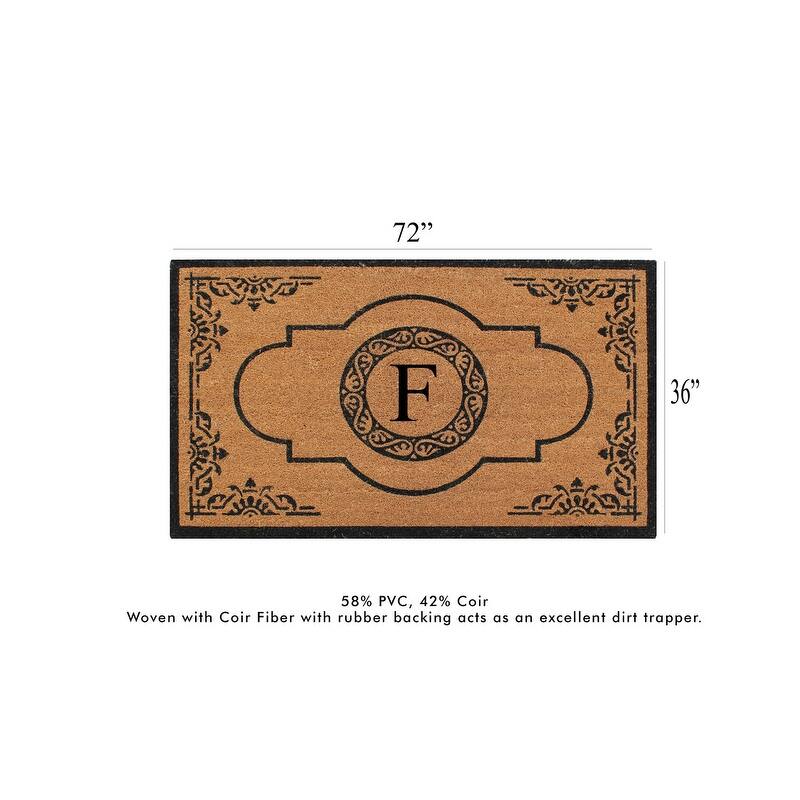 A1HC Natural Coir and PVC backing Hand-crafted Abrilina Monogrammed Double Doormat