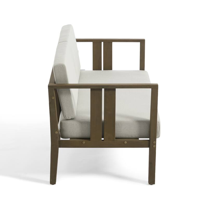 Casual 53"W Outdoor Patio Loveseat Set In Solid Teak Wood with Cushion