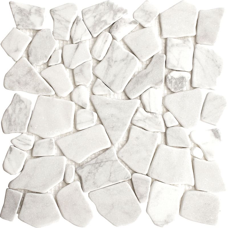 Carrara Marble PuzzleTumbled Mosaic Tile - Sample - White