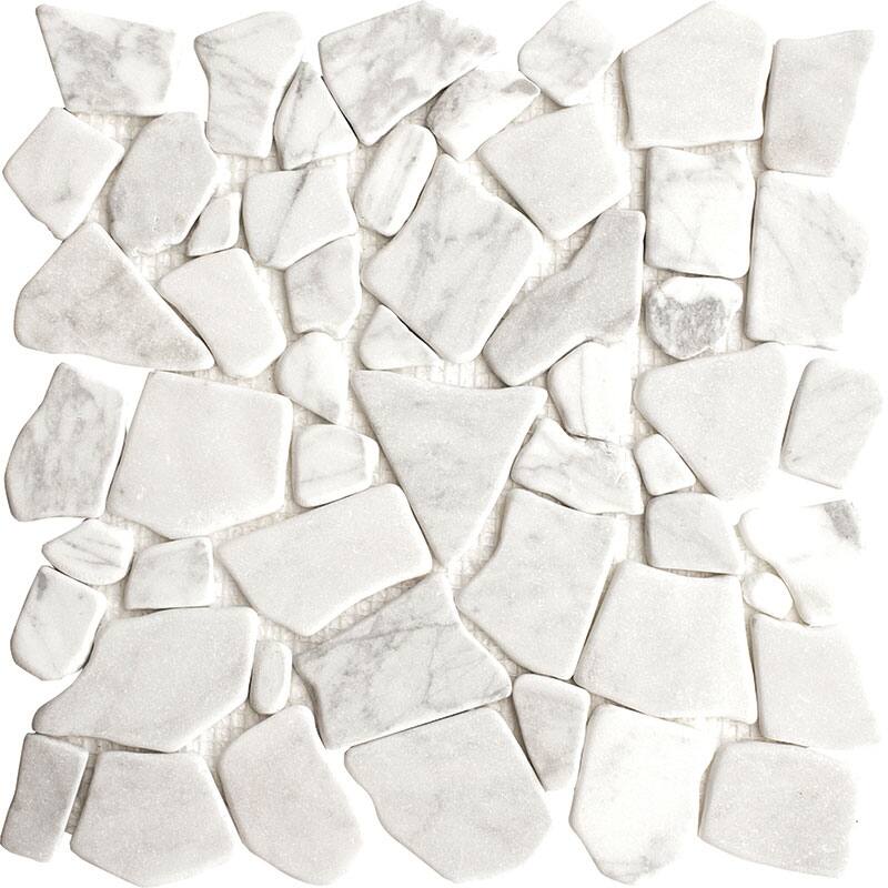 Carrara Marble PuzzleTumbled Mosaic Tile - 5 Sheets (5.00 sf) - White