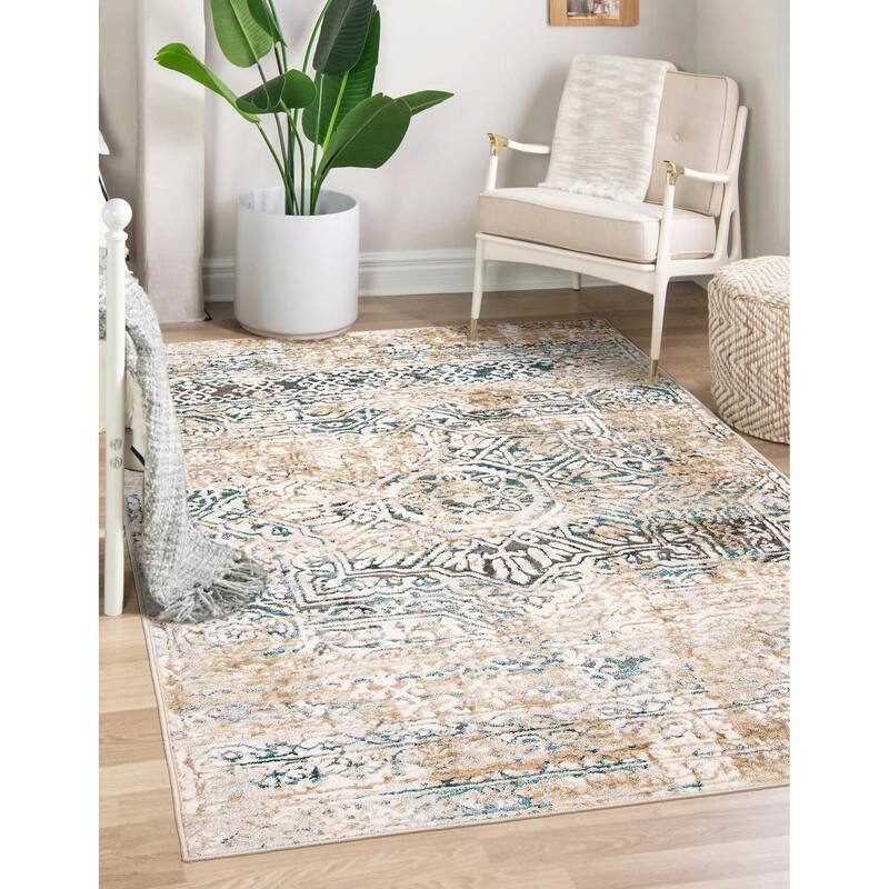 ECARPETGALLERY Machine Woven Zoe Ivory Area Rug