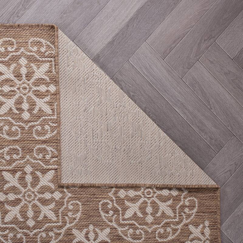 World Rug Gallery Transitional Geometric Textured Flat Weave Indoor/Outdoor Area Rug