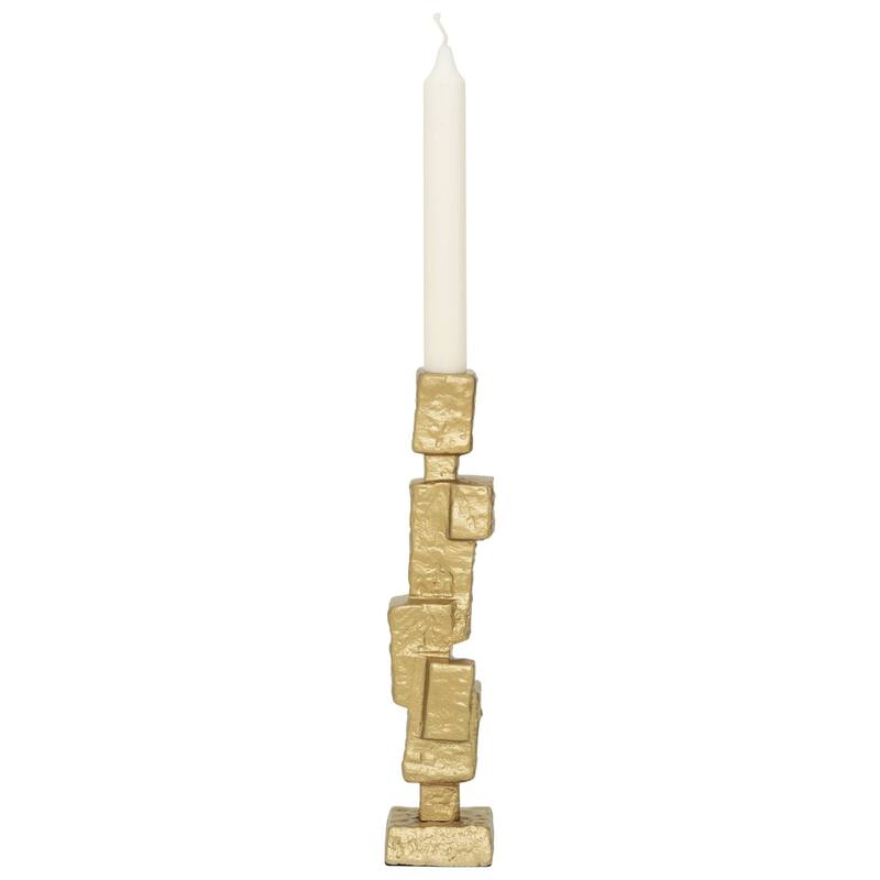 Stacked Aluminum Taper Candle Holder - 11" - Gold