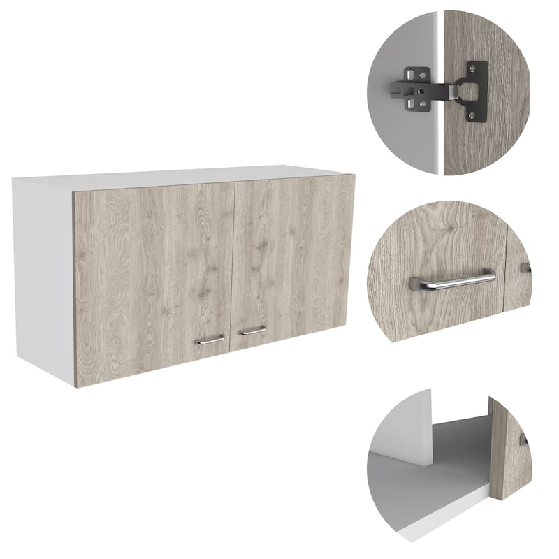 White and Light Grey 2-Door 2-Compartment Wall Cabinet