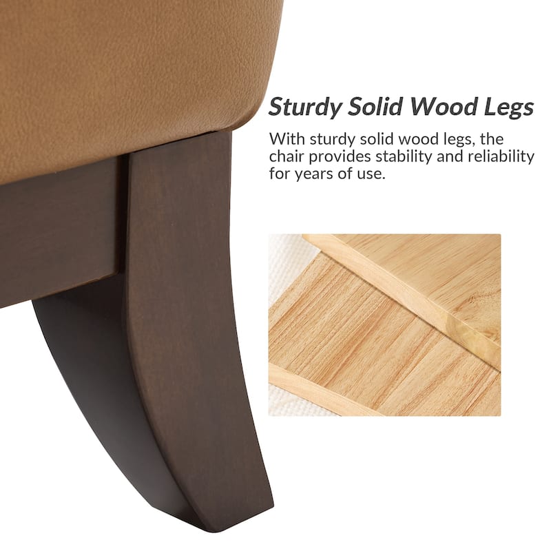 Burt Traditional Genuine Leather Accent Chair with Tufted Wing Back by HULALA HOME