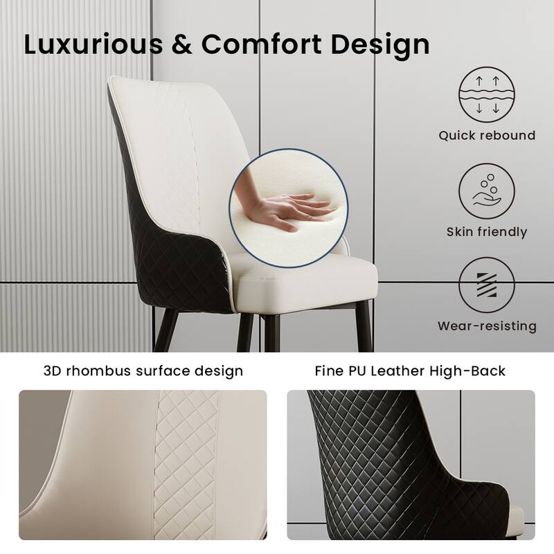 Kuna Mid-Century Faux Leather Dining Chair, Metal Legs, Density Sponge
