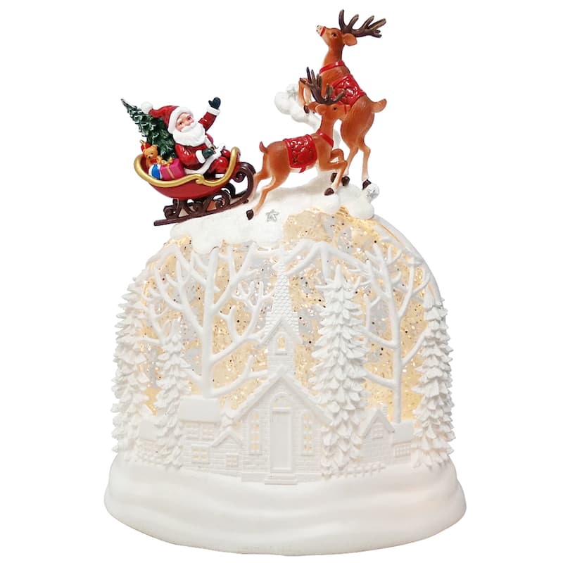 11.5"Led Flying Sleigh Water Globe Usb