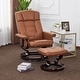 preview thumbnail 17 of 35, MCombo Set of 2 Swivel Recliner Chair with Wood Base and Ottoman Saddle