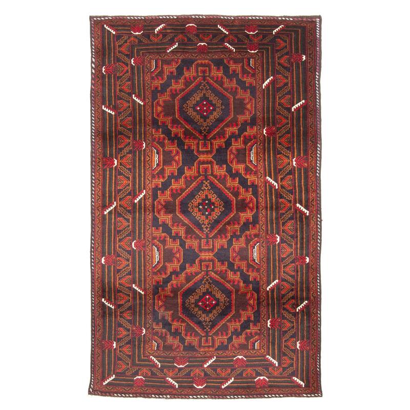 ECARPETGALLERY Hand-knotted Teimani Dark Navy Wool Rug - 3'10 x 6'7