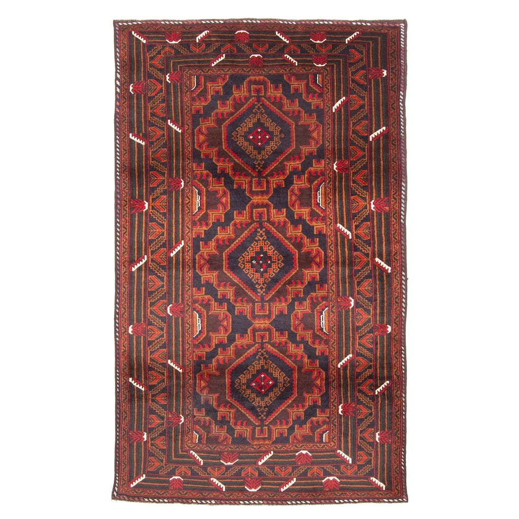 ECARPETGALLERY Hand-knotted Teimani Dark Navy Wool Rug - 3'10 x 6'7