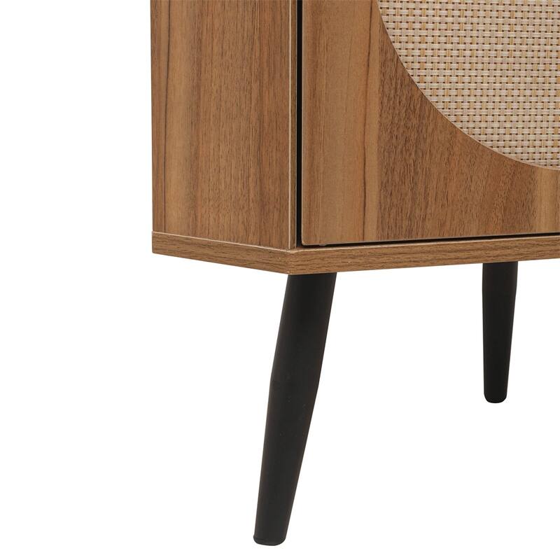 Corner Cabinet,Rattan Door,Freestanding Corner Tables For Small Spaces