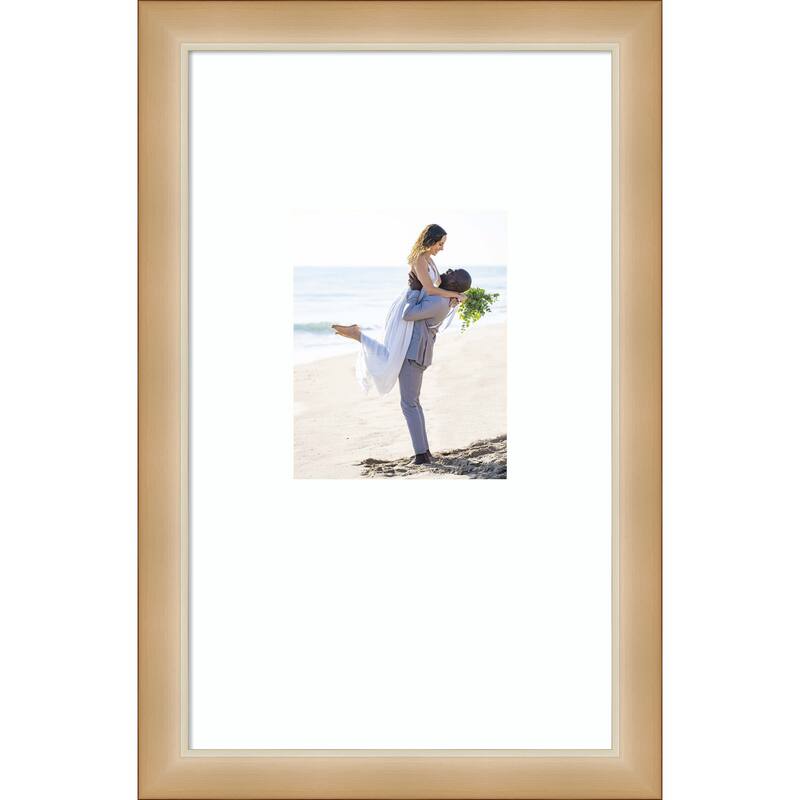 Eva Black Silver Narrow Framed Picture Frame, Photo Frame - 16x26 Matted to 8x10 - Eva Ombre Gold Narrow