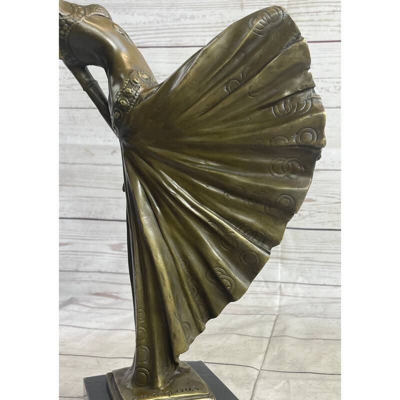 Hand Made Bronze Sculpture After Chiparus Chorus Dancer Signed Figurine Figure