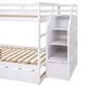 preview thumbnail 10 of 95, Bunk Bed with Trundle with Safety Guardrail and 3 Storage Stairs, Triple Bunk Multifunctional Space-Saving Solution for Bedroom