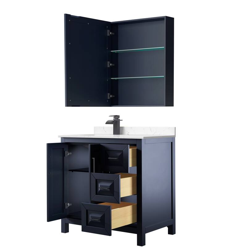 Daria 36-inch Single Vanity, Cultured Marble Top, Med Cabinet