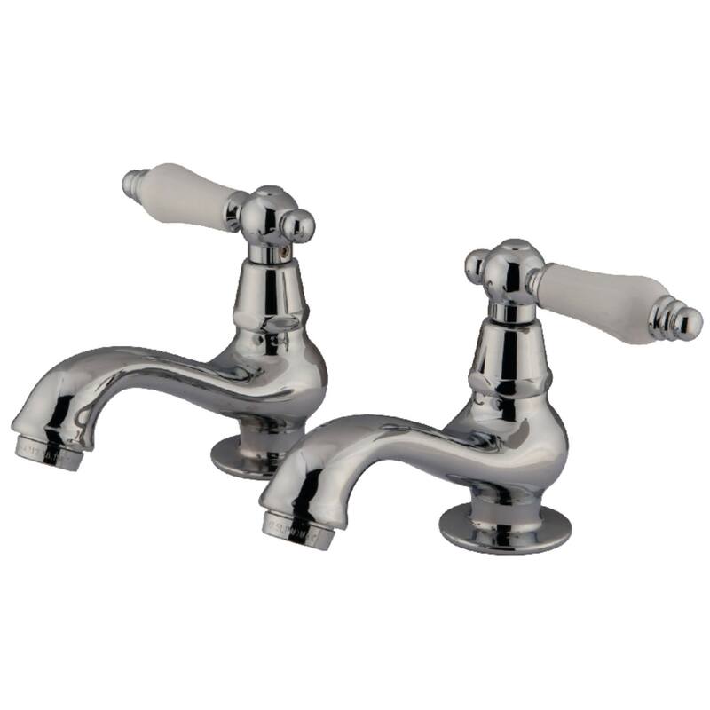 Kingston Brass Heritage Basin Faucet with Porcelain Lever Handles - Polished Chrome