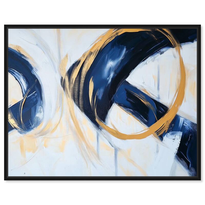 Navy and Gold Rings II Canvas by Art Remedy - Black - 20" x 16"
