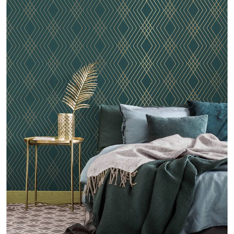 Fine Decor Shard Evergreen Trellis Wallpaper