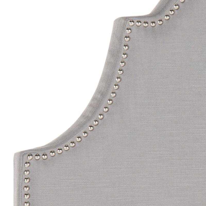 SAFAVIEH Chana Hemp Linen Upholstered Arched Headboard - Silver Nailhead (Twin)