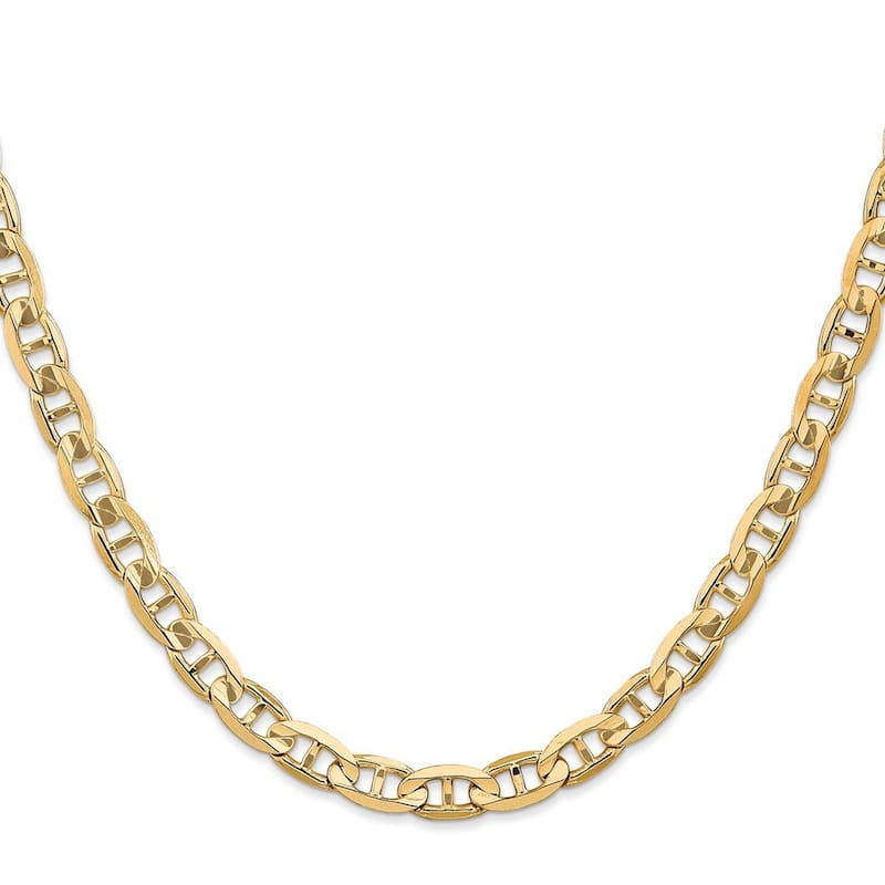 Curata 14k Yellow Gold Solid 6.25mm Concave Mariner Anchor Chain Anklet 9 Inch