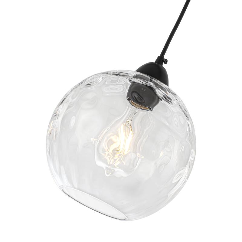 Modern Textured Glass Globe Pendant Light - Matte Black