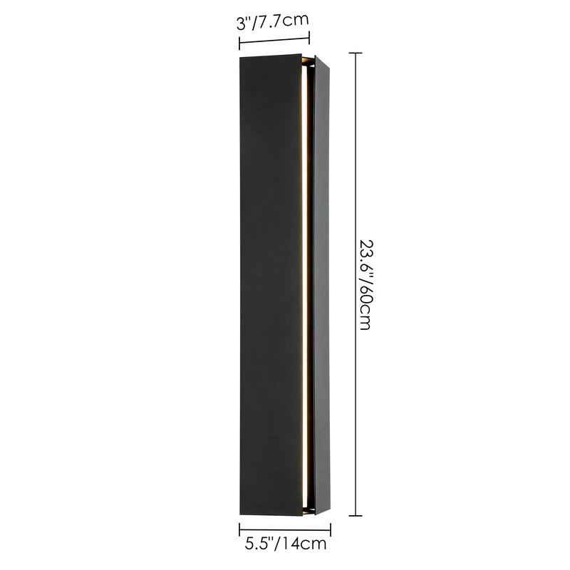 Modern Black Outdoor Wall Lights Linear Dimmable LED Wall Sconce Lights