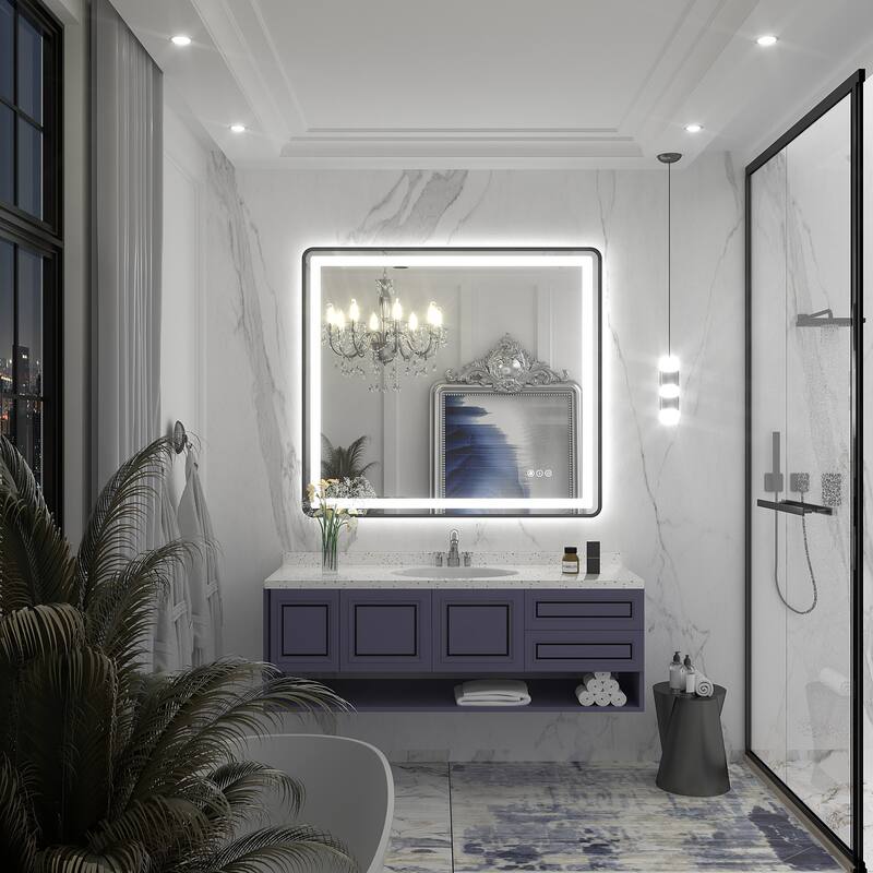 UL Certified Black Metal Framed LED Front Light and Backlit Anti-Fog Wall Bathroom/ Vanity Mirror