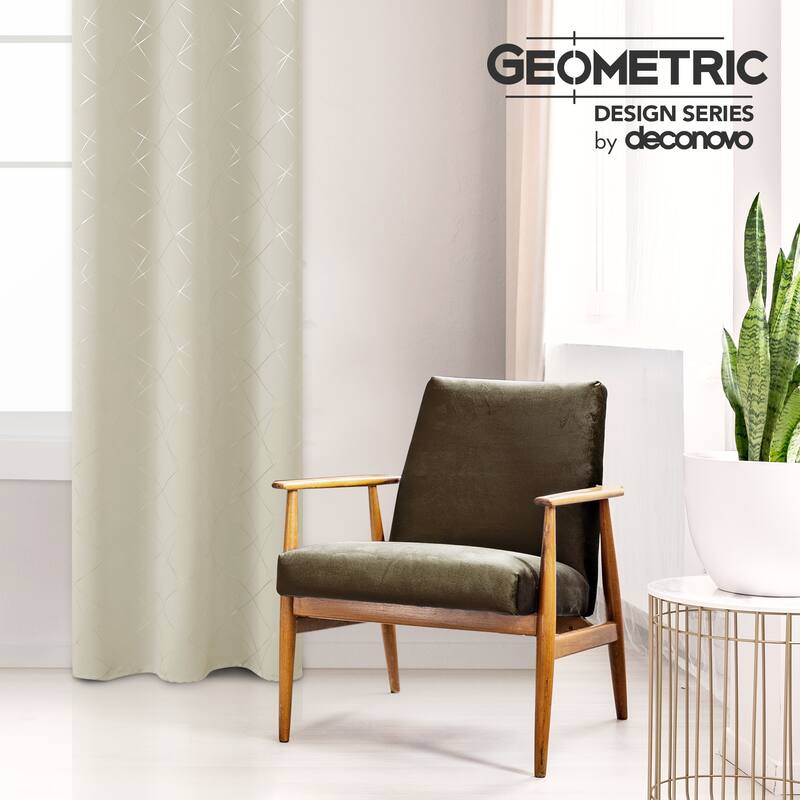 Deconovo Silver 42 Inch Geometric Curtain Panel Pair(2 Panel)