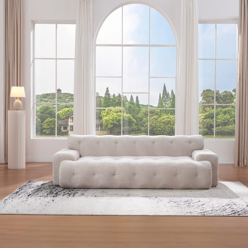 88 inch Cloud 3 Seater Boucle Sofa with Button Tufted Comfy Upholstered Couch