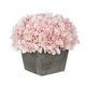 preview thumbnail 1 of 21, Faux Hydrangea in Grey Washed Wood Cube Planter Pink