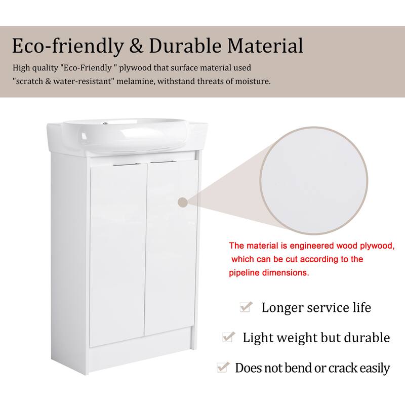 Beingnext 16"/23" Bathroom Vanity with Sink, Floating/Freestanding Bathroom Vanity with Soft Close Door
