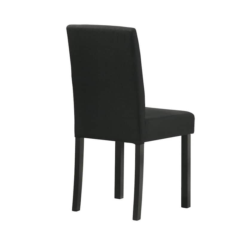 Dining Chair Set of 4, Black Wood Frame, Fabric Seat and Backrest