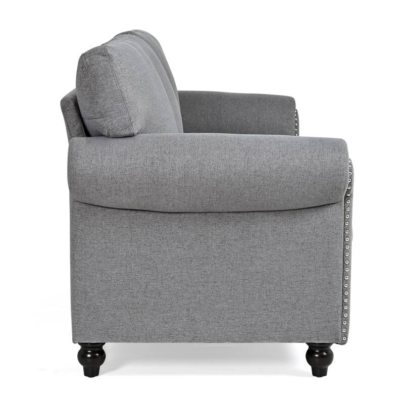 83.86" Fabric Roll-Arm 3-Seater Sofa with Pocket Spring Seat, PP Foam Backrest, and Solid Wood Frame