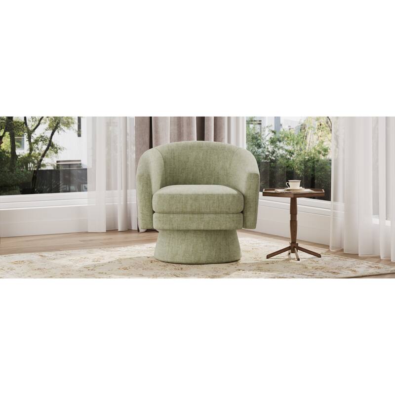 Roomfitters Contemporary 360° Swivel Barrel Chair, Premium Chenille Upholstered Accent Lounge Chair with Plush Cushioning, Green