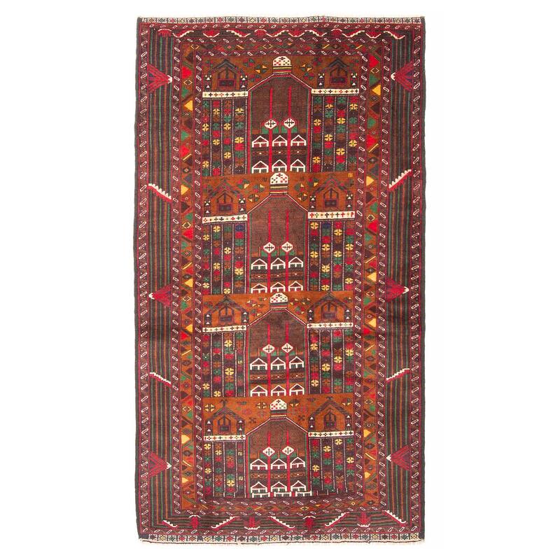 ECARPETGALLERY Hand-knotted Teimani Brown Wool Rug - 3'10 x 7'0 - Dark Brown - 3'10 x 7'0