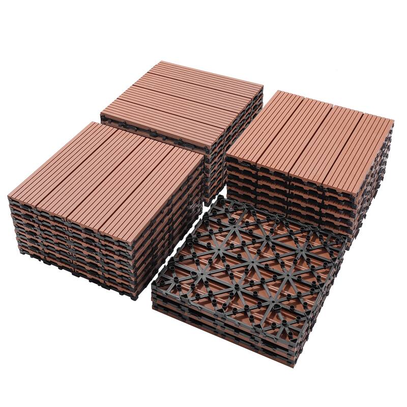 11.8" x 11.8" square wood-plastic composite deck tiles