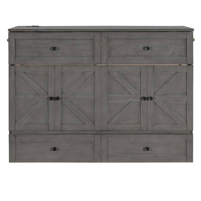 Modern Murphy Bed with Storage Drawers and USB