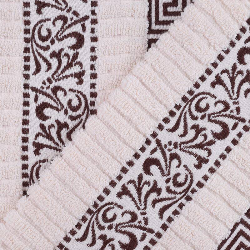 Superior Athens Cotton Floral Border Greek Key 3-Piece Towel Set