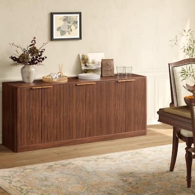 67" Fluted Buffet Cabinet Sideboard with Storage, Large Credenza with 6 Doors