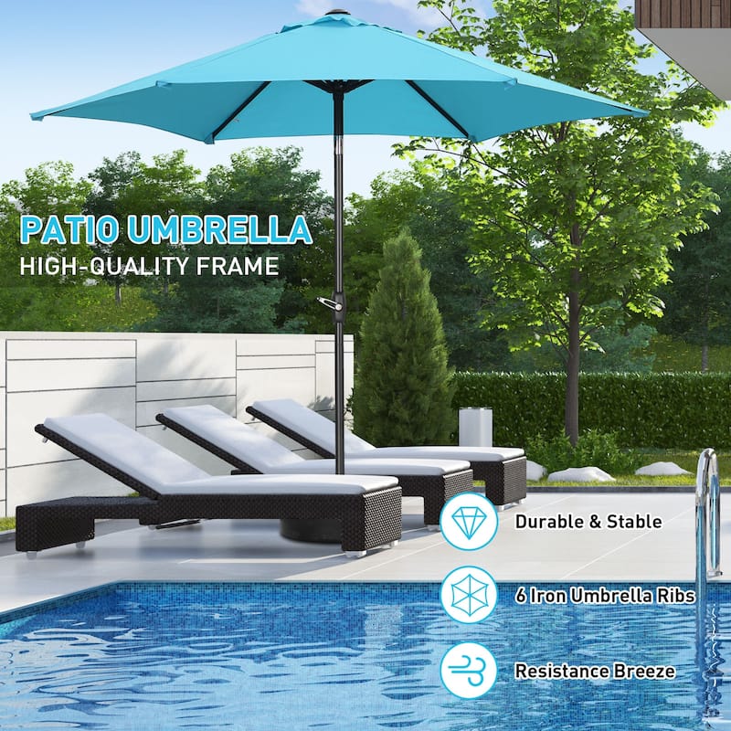 9FT Patio Umbrella with Base Included Outdoor Umbrella with Tilt and Crank