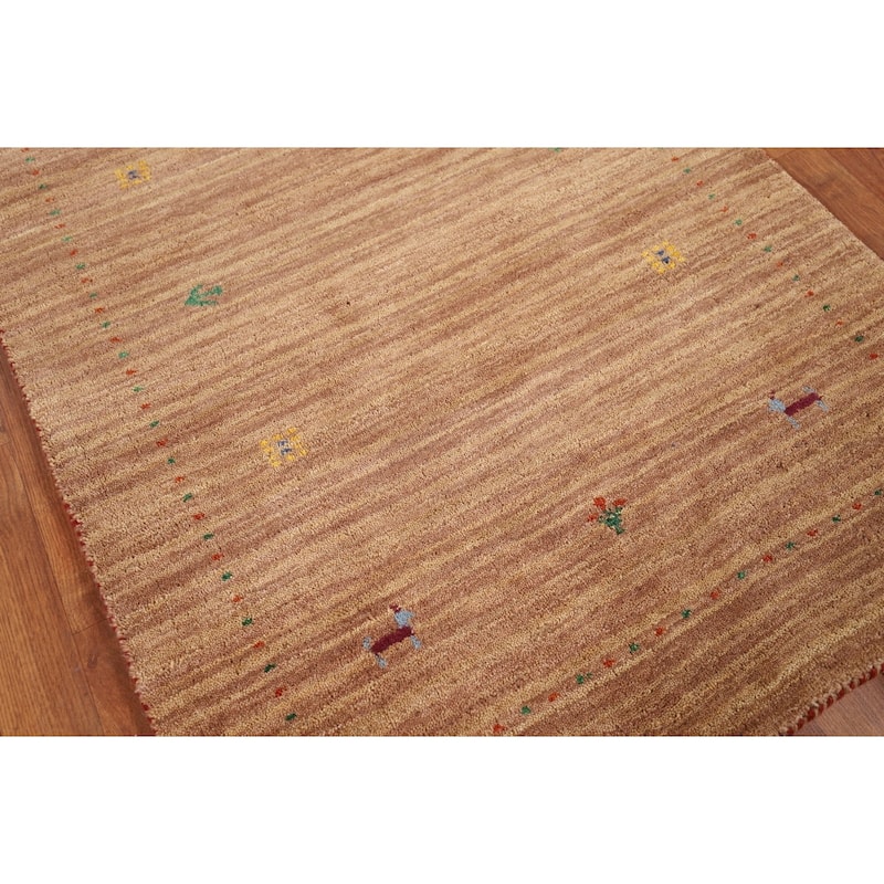 Striped Gabbeh Indian Accent Rug Handmade Wool Carpet - 3'2" x 4'10"