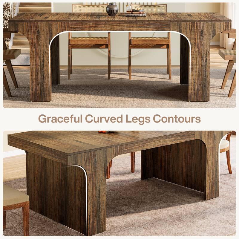 Wooden Rectangular Dining Table for 6-8 People with Sled Base