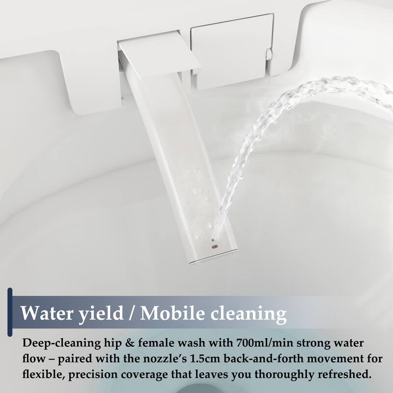 Smart Toilet with Heated Seat, Warm Air Dry, Foot Flush, Bidet Washing Night Light, Built-in Water Tank Electronic