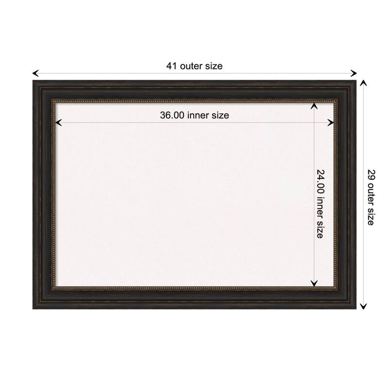 Accent Bronze Framed White Bulletin Board, Organization Board, Pin Board - Board Size 36x24