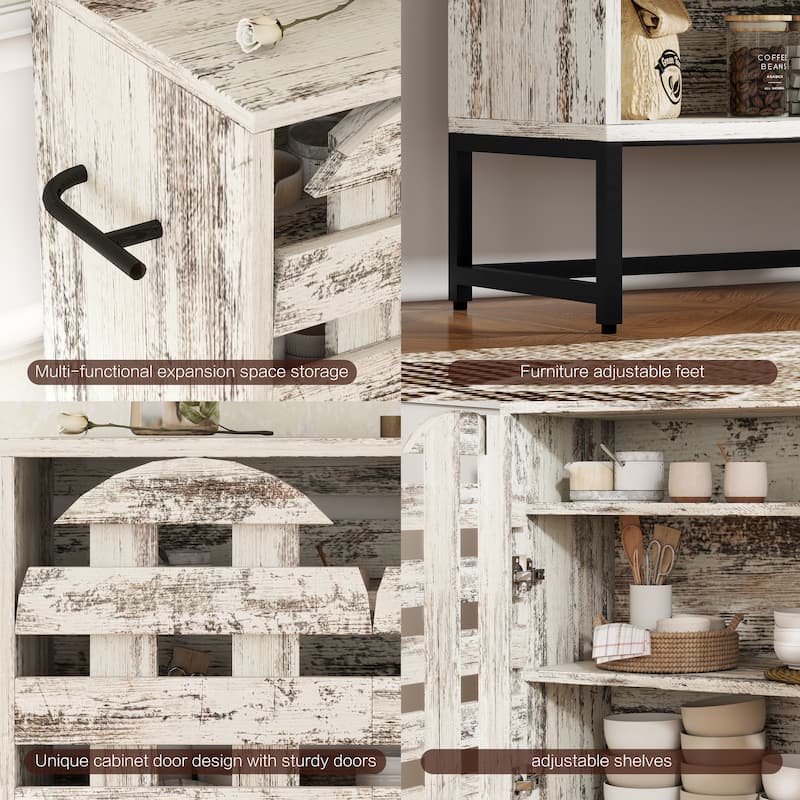 Farmhouse Cabinet, 44.3" Storage Console Table with Drawer and Cabinet for Entryway, Living Room & Kitchen