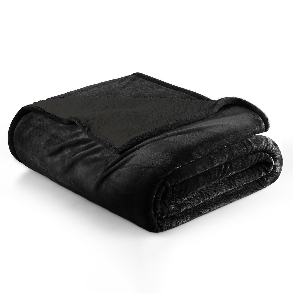 Linery & Co. Velvet Plush Reversible Sherpa Bed Blanket