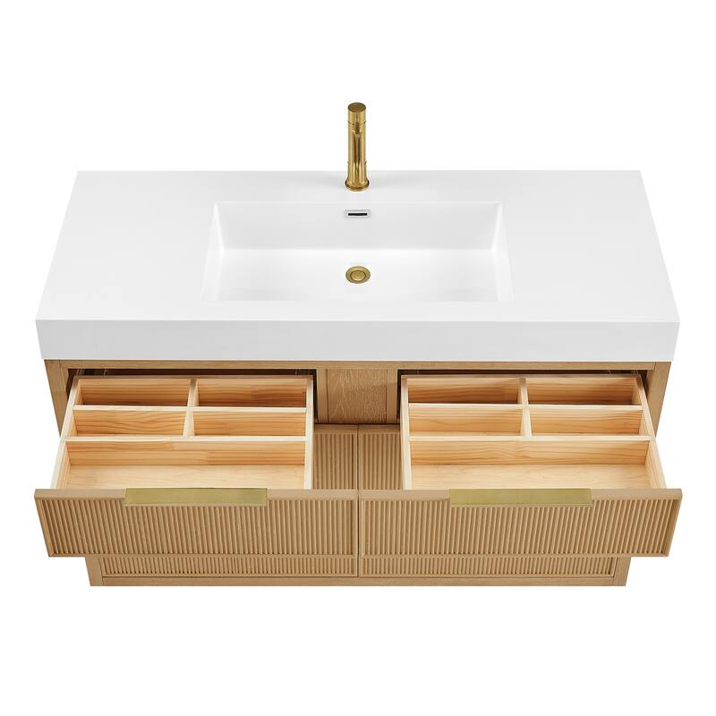 Hohhot Bath Vanity with Integrated Stone Sink Top without Mirror