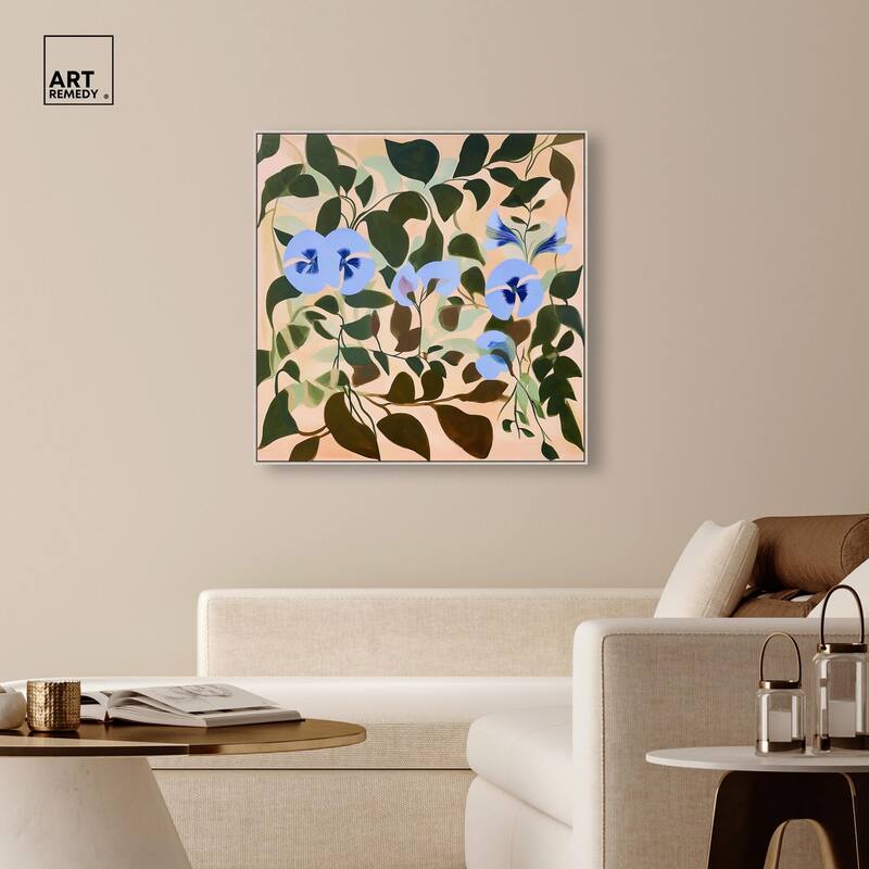 Naive Blue Flowers Canvas by Art Remedy