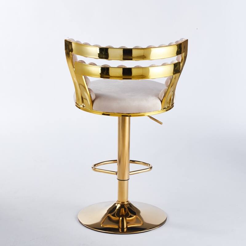 Set of 2 Modern Bar Chair with Golden Color Iron Tube Legs, Soft Cushions and Comfortable Backrest